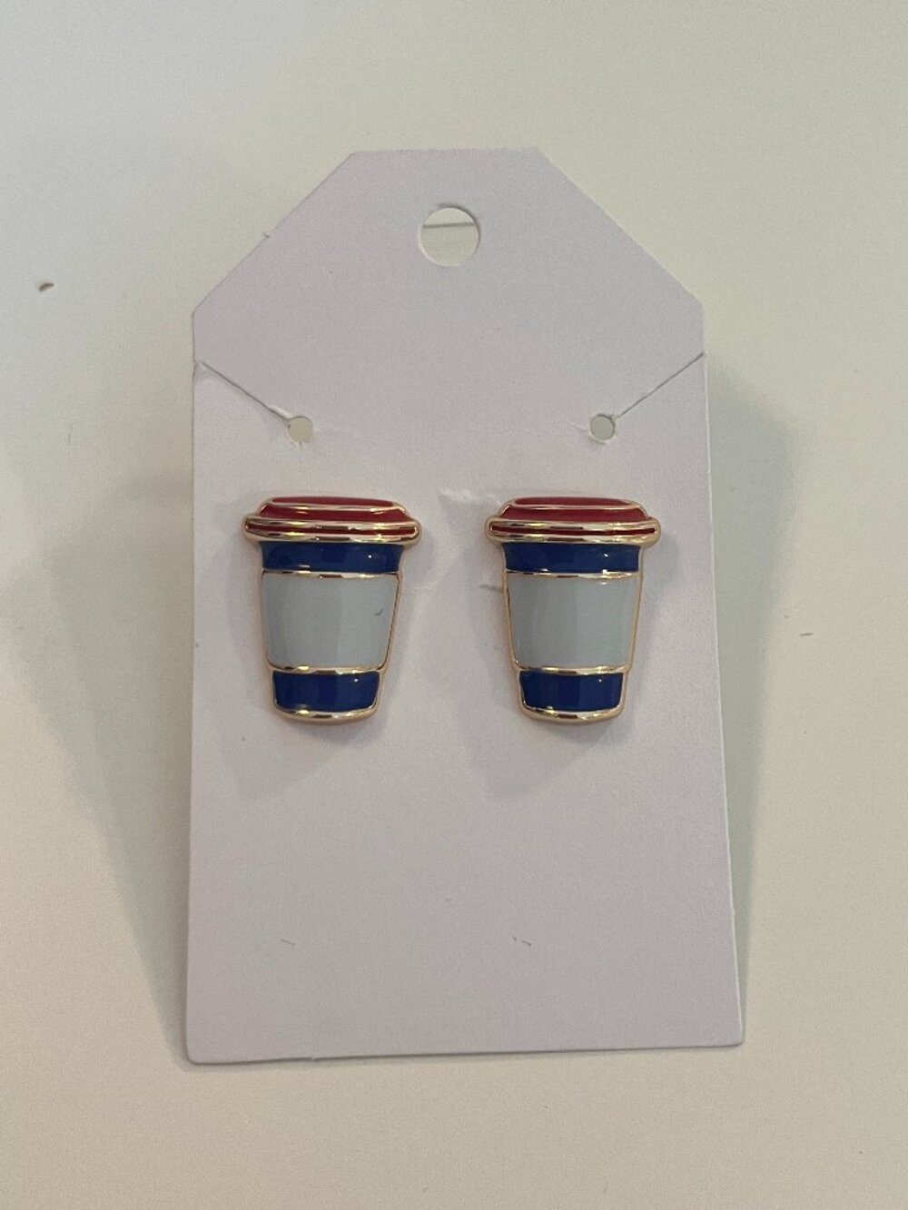 Kate Spade x Target || red, blue and gold coffee cup earrings Streetwear